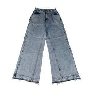 Acid wash baggy wide leg denim jeans